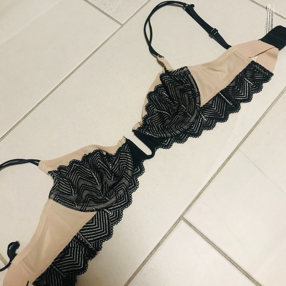 NEW Free People Pink Black Lace Bra Rare Find!!